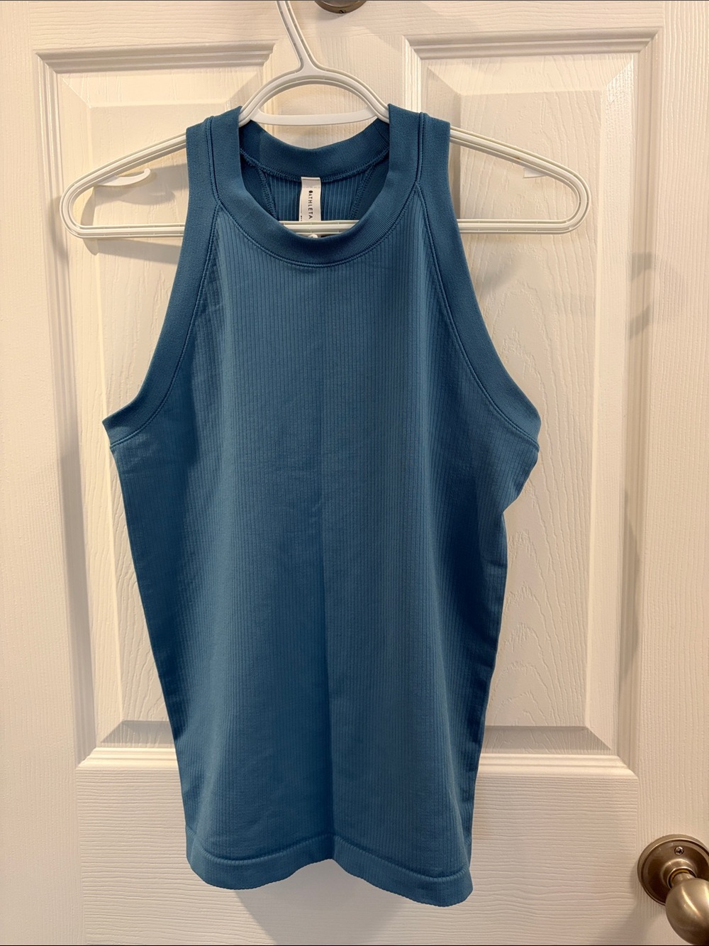 Athleta Ribbed High-Neck Tank - Teal
